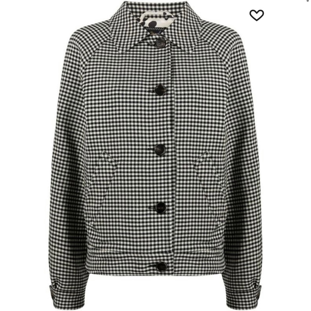 Reversible gingham wool-blend and animal print twill jacket